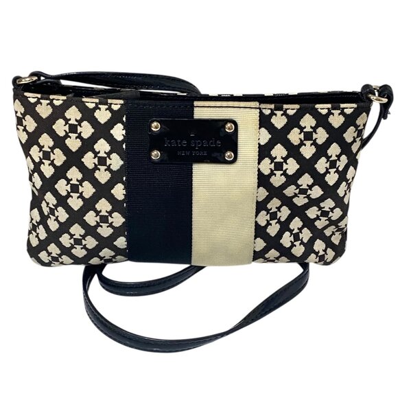 Kate Spade New York Black and Off-White Spade Pattern Crossbody Bag - Picture 1 of 8